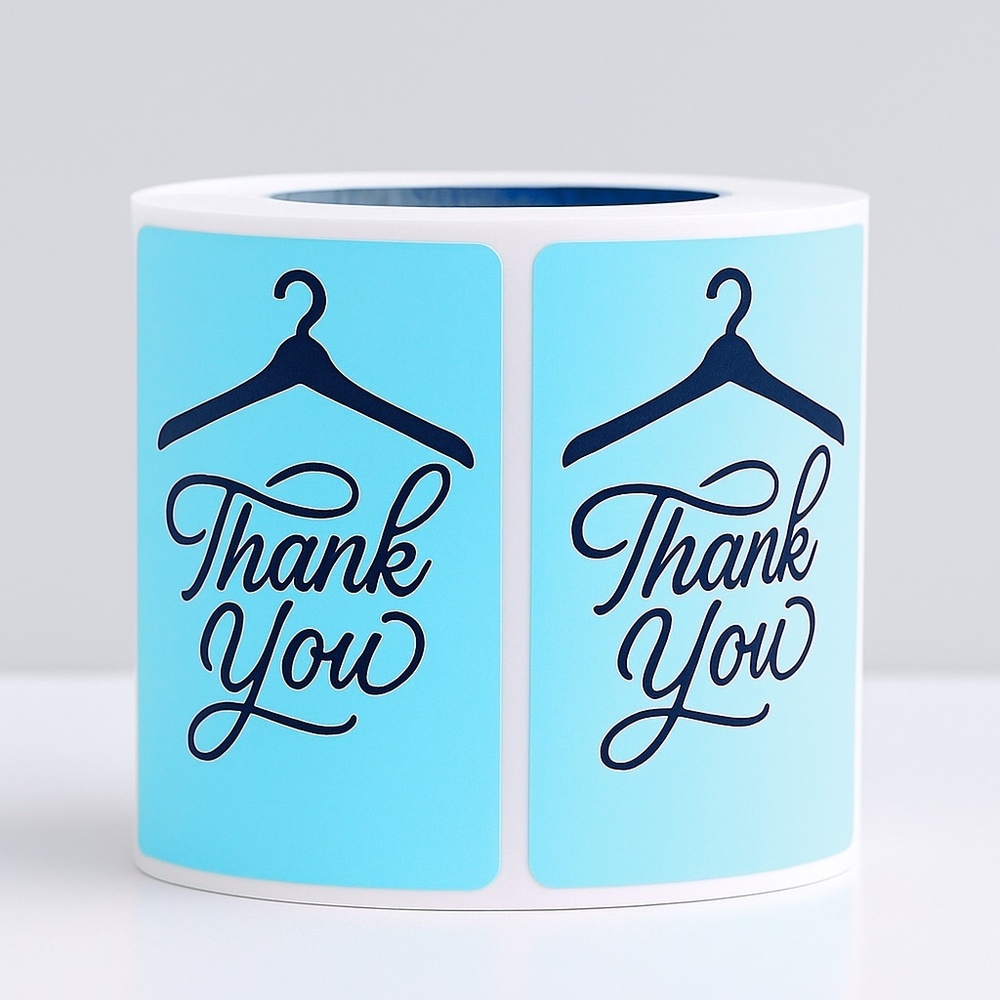 Thank You Stickers 100 pcs – Clothing Hanger Design – Small Business Packaging
